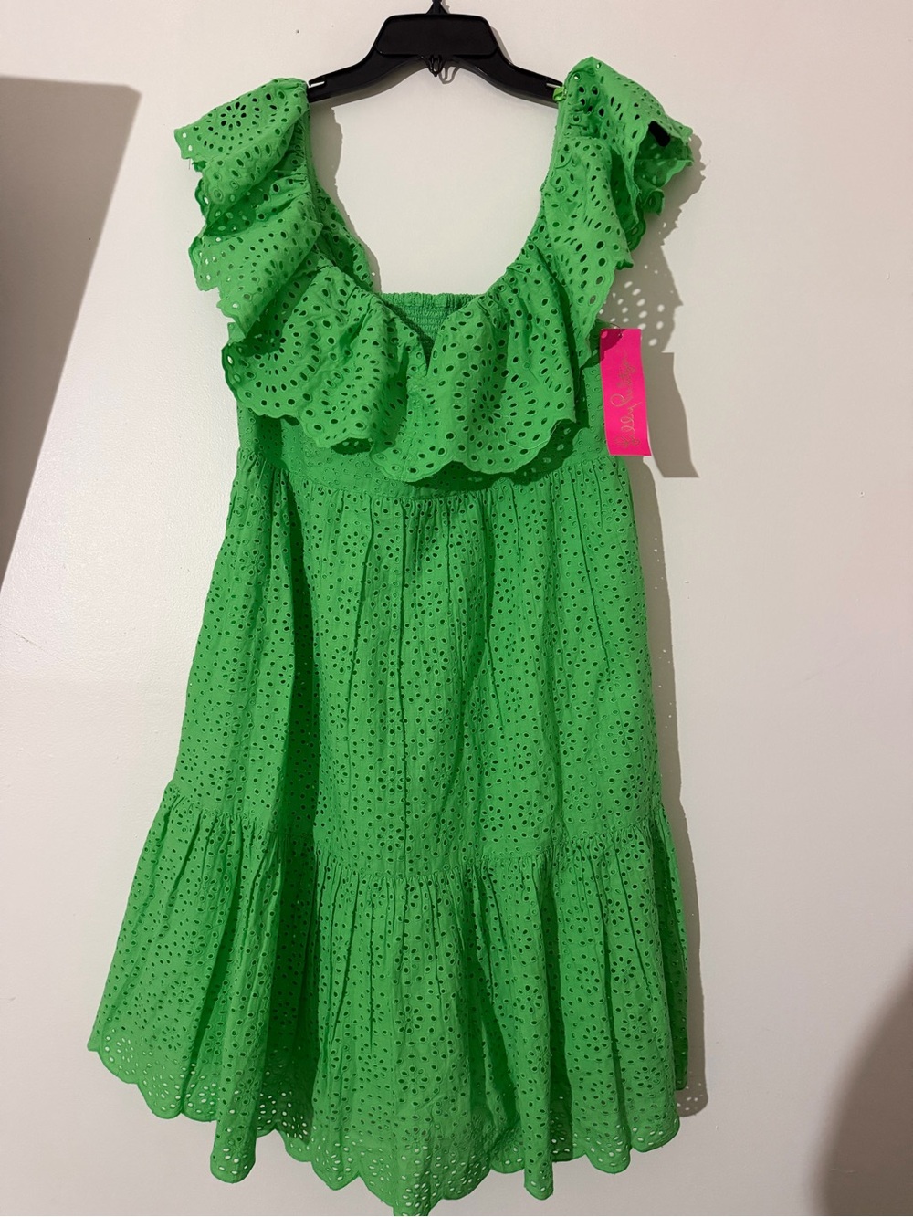 Lilly Pulitzer Bright Green Eyelet Ruffle Sundress